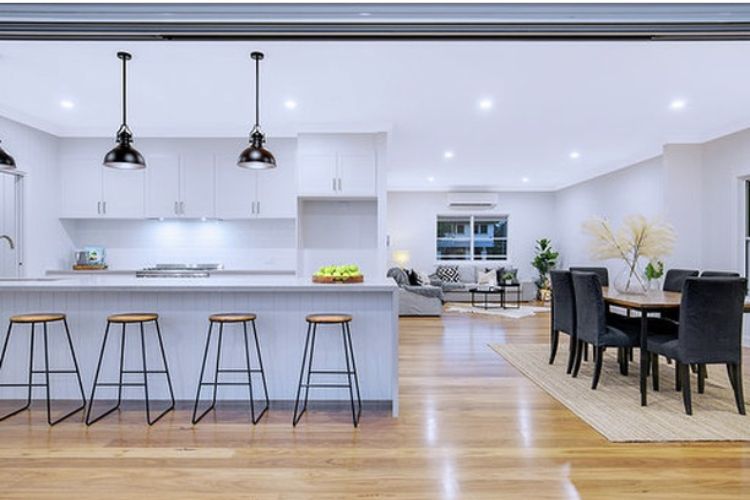 Modern kitchen and living area | Featured image for timber supplies Brisbane home page.